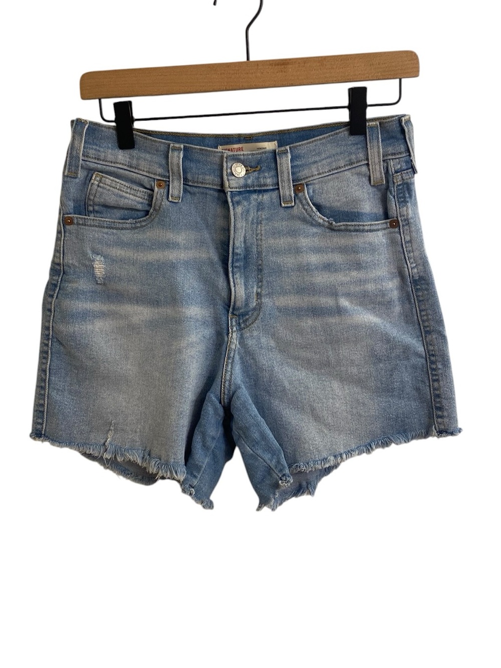 Levi's Light Blue Heritage High Waist Jean Shorts Distressed Denim Cutoff 29/8